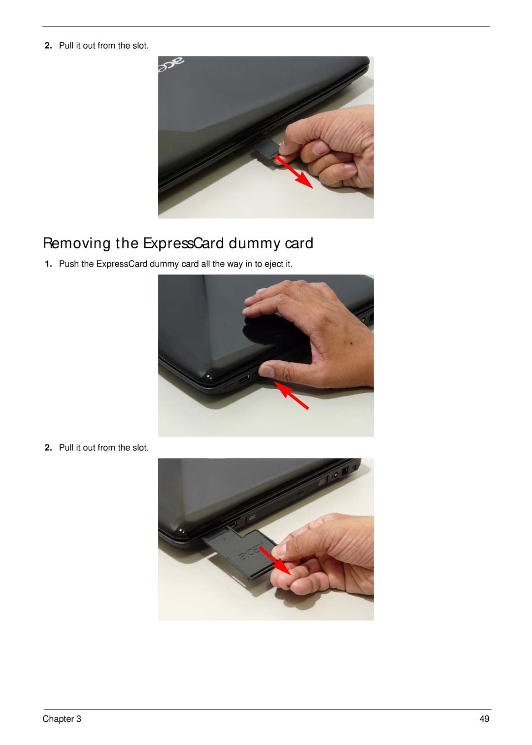 Acer 7530G manual Removing the ExpressCard dummy card 