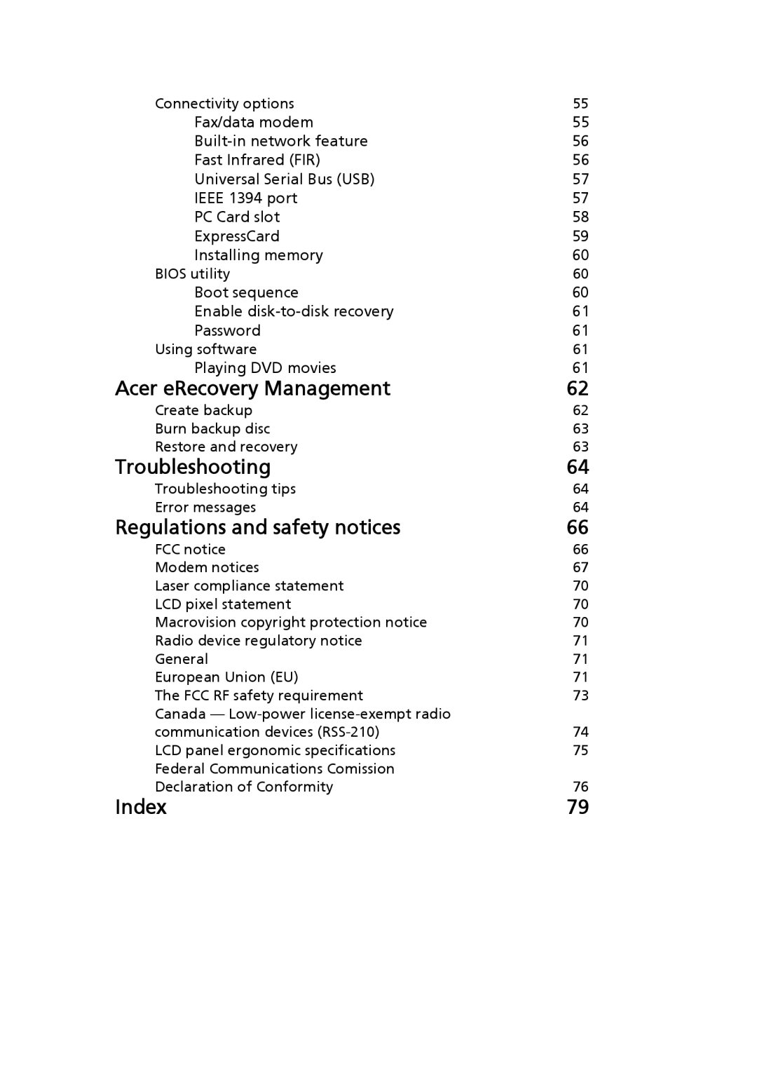 Acer 7620Z manual Acer eRecovery Management 