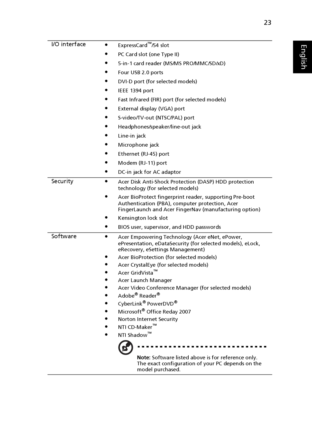 Acer 7620Z manual Interface 