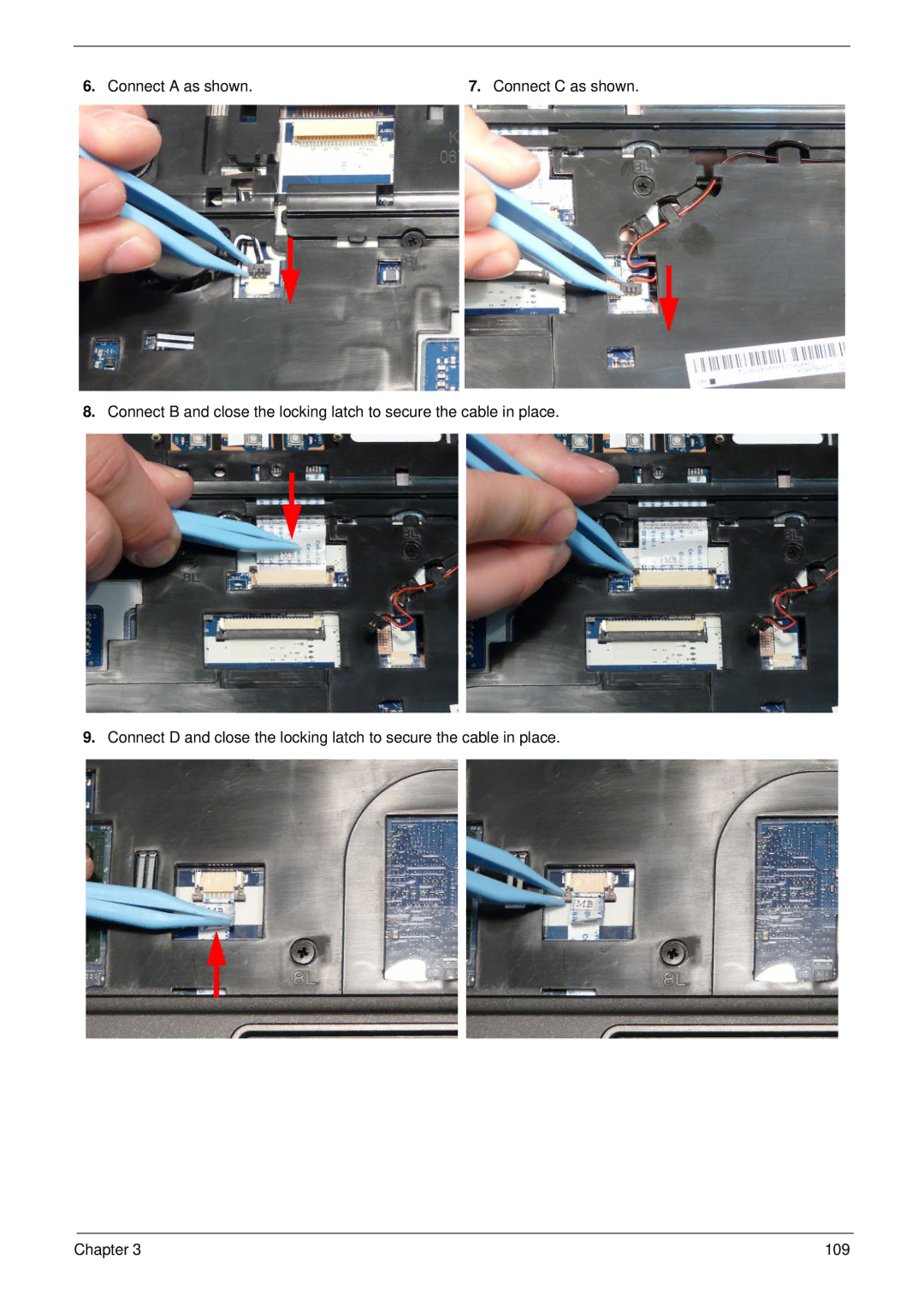 Acer 7315, 7715Z manual Connect a as shown Connect C as shown 