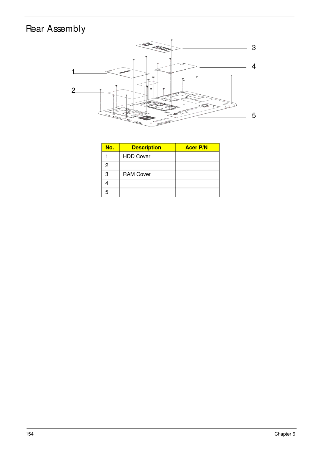 Acer 7715Z, 7315 manual Rear Assembly 