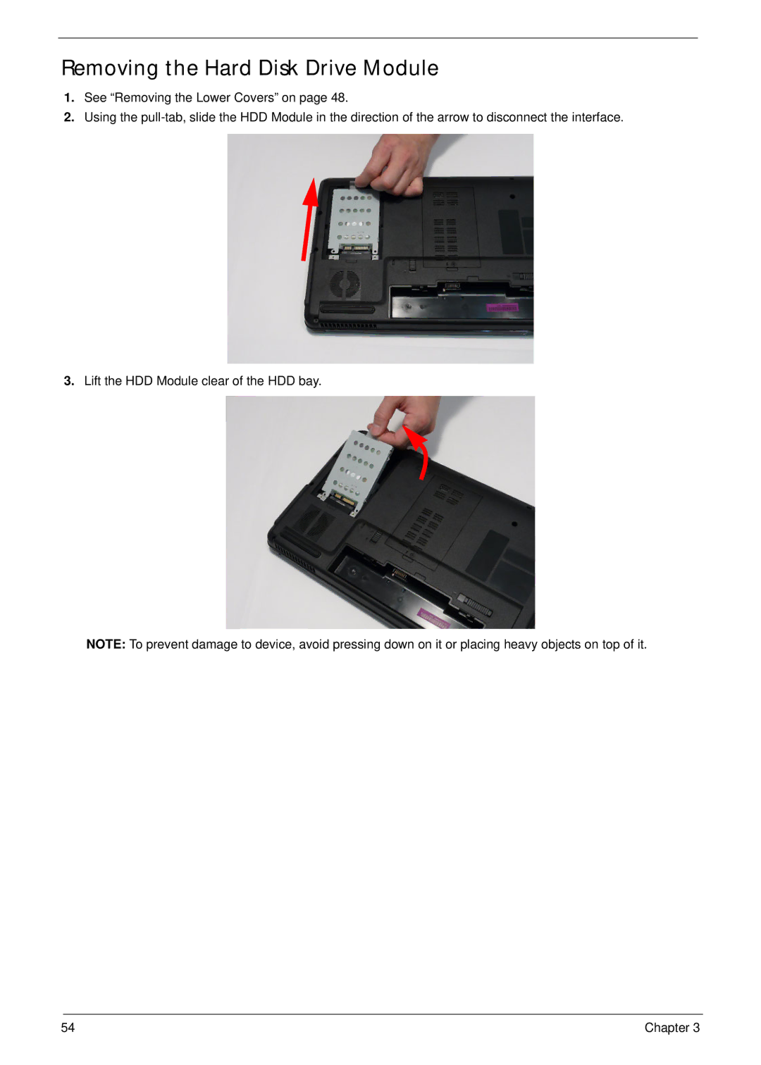 Acer 7715Z, 7315 manual Removing the Hard Disk Drive Module 