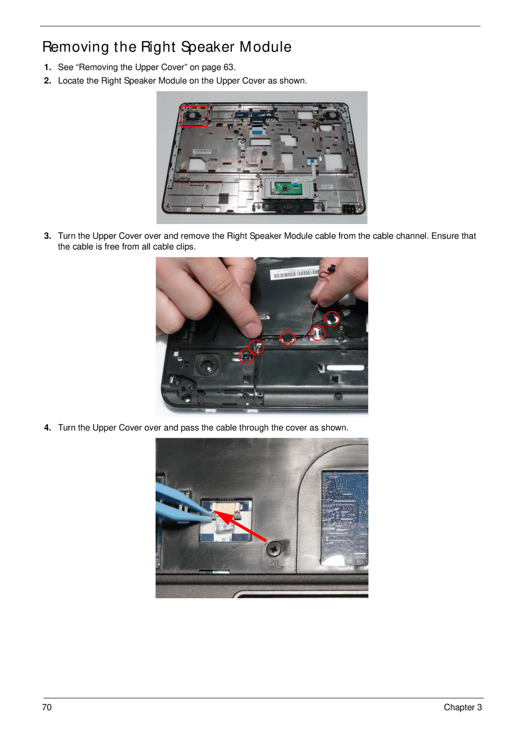 Acer 7715Z, 7315 manual Removing the Right Speaker Module 