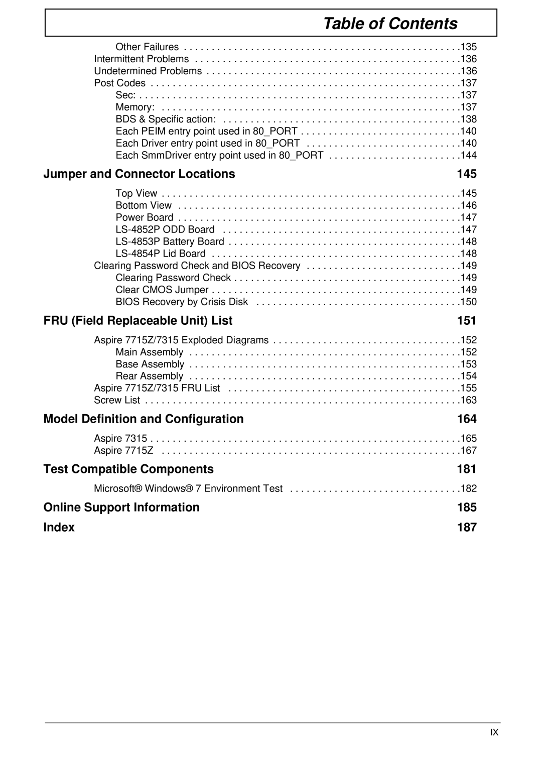 Acer 7315 manual Aspire 7715Z, Microsoft Windows 7 Environment Test 