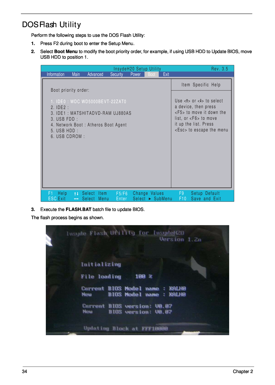 Acer 7715Z, 7315 manual DOS Flash Utility 