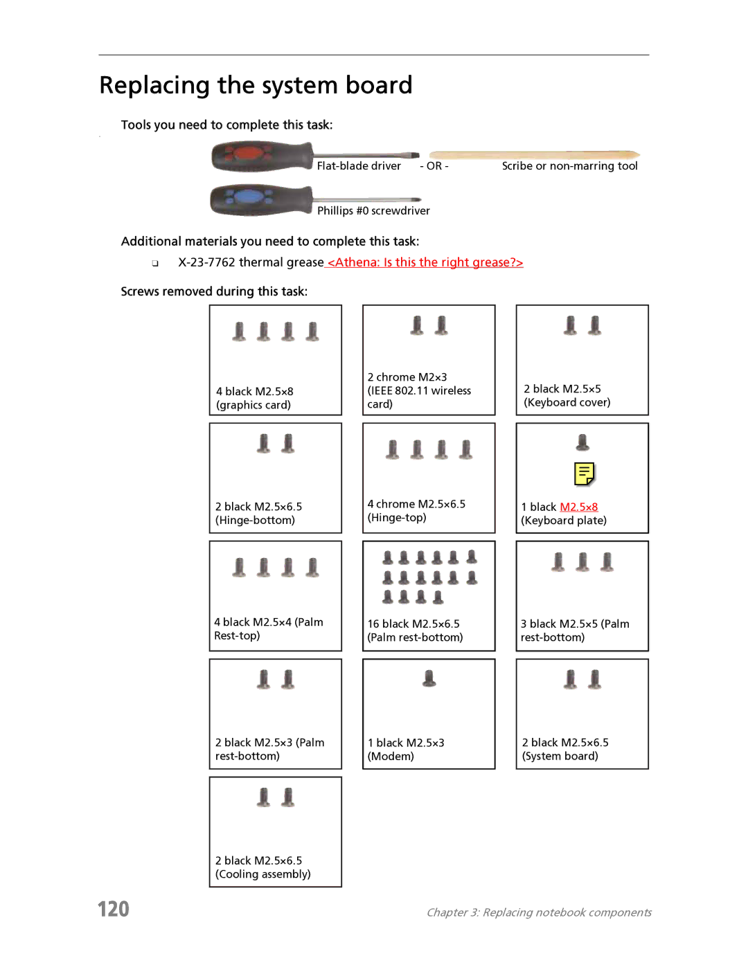 Acer 7730 manual Replacing the system board, 120 