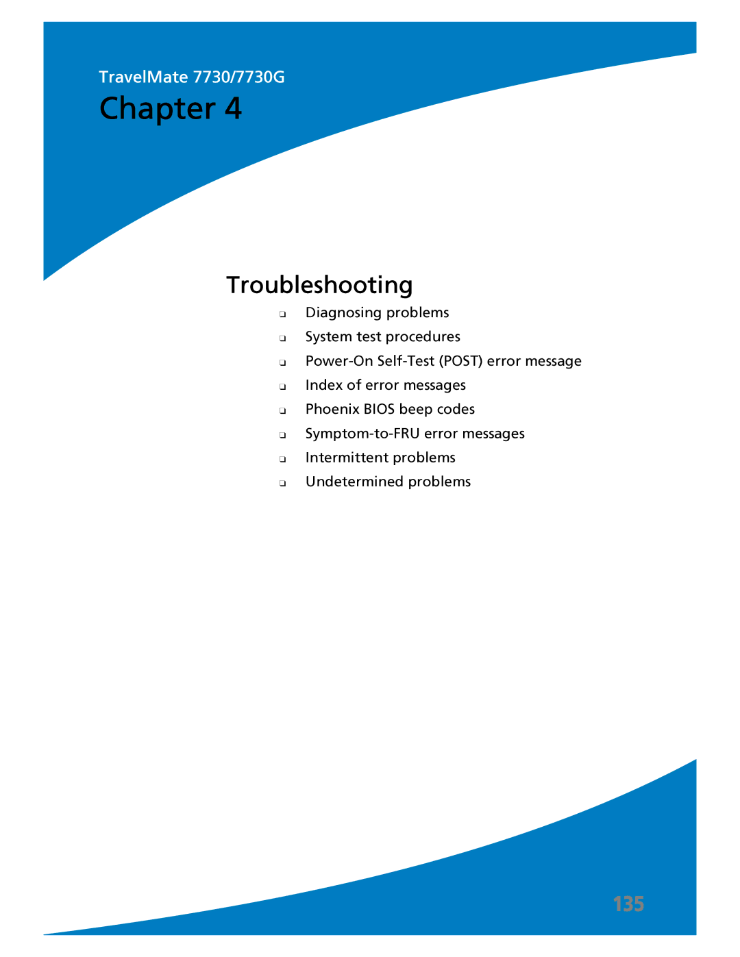 Acer 7730 manual Troubleshooting 