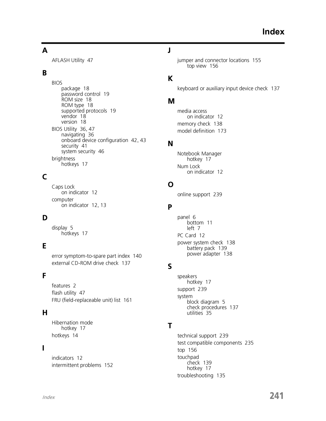 Acer 7730 manual 241, Index 