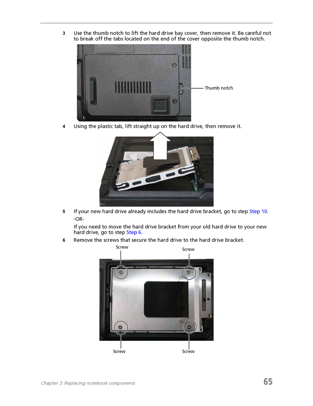 Acer 7730 manual Thumb notch 