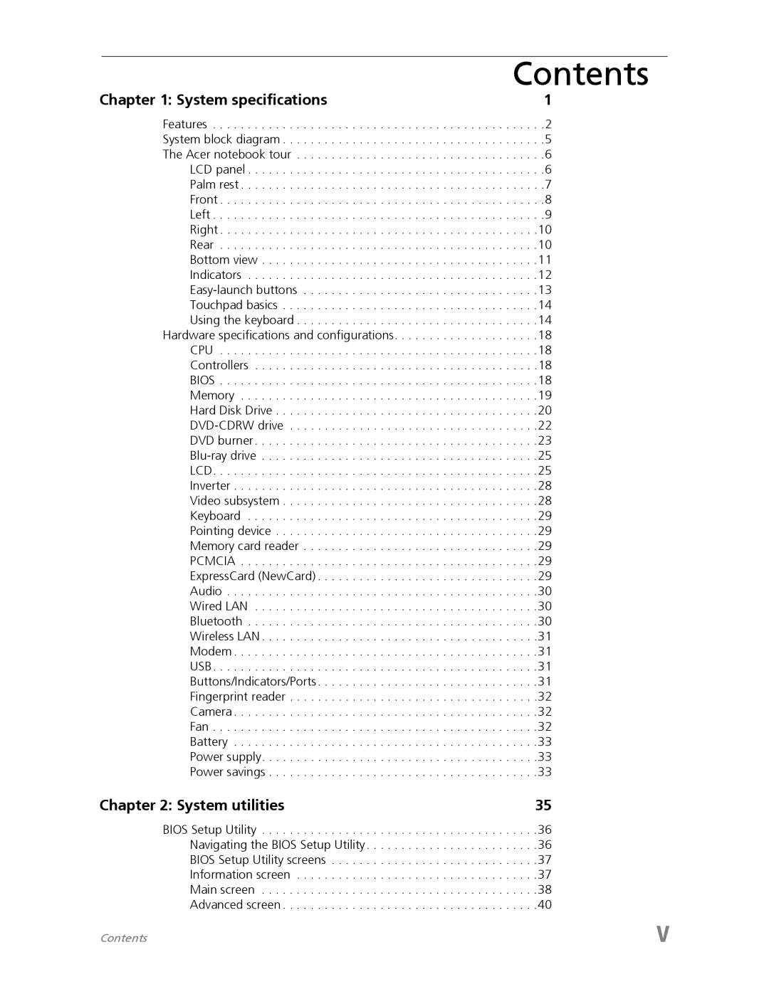 Acer 7730A manual Contents 