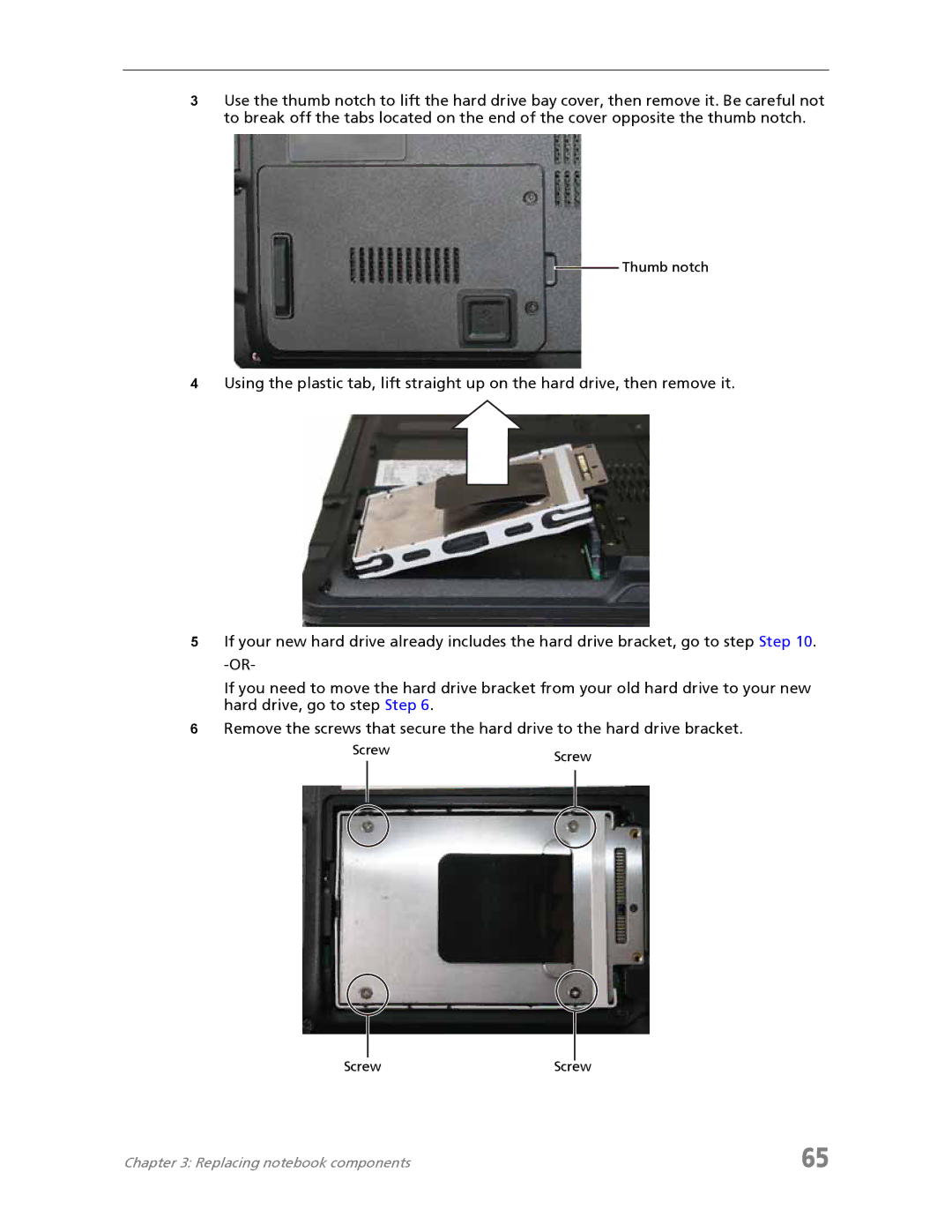 Acer 7730A manual Thumb notch 