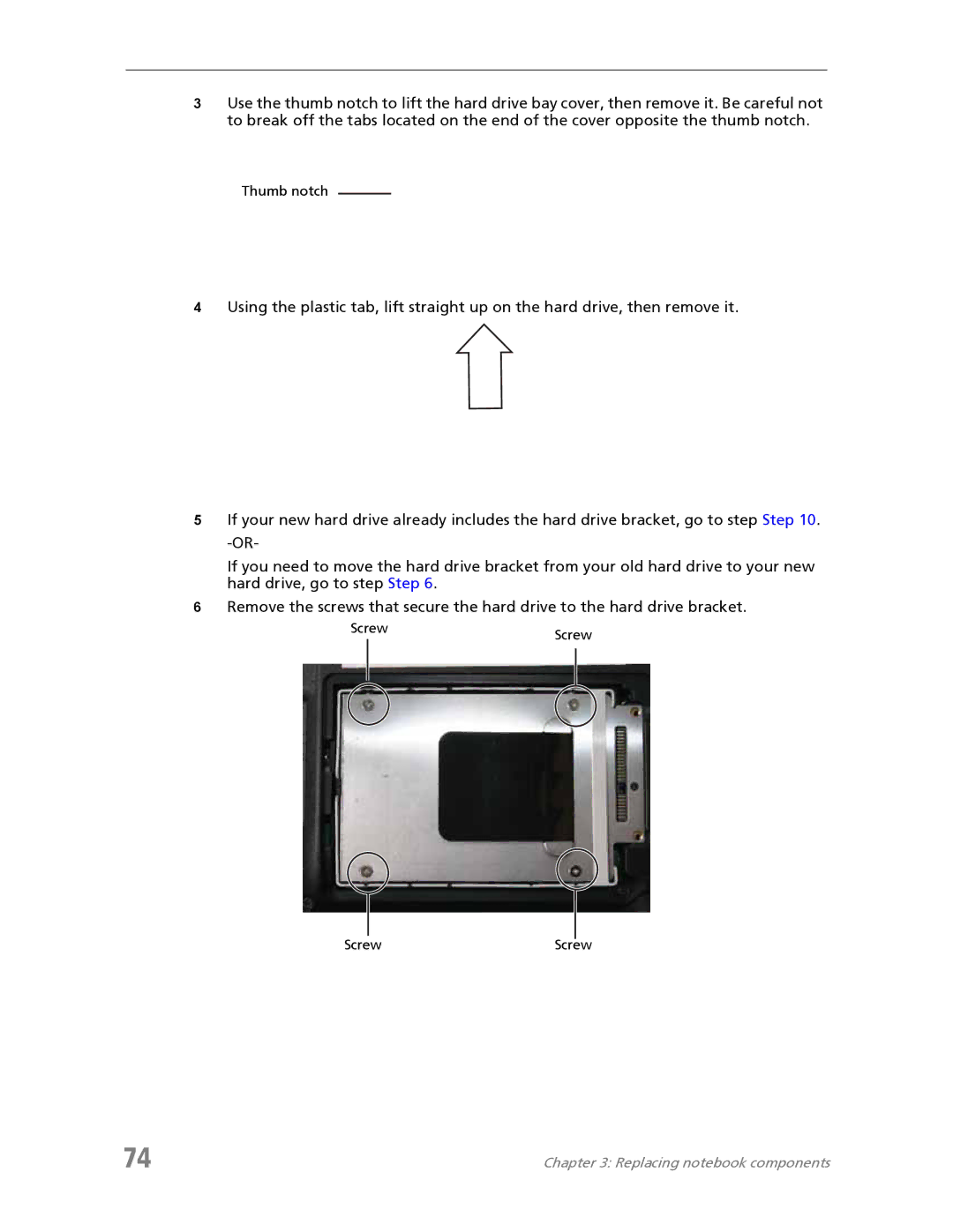 Acer 7730A manual Thumb notch 