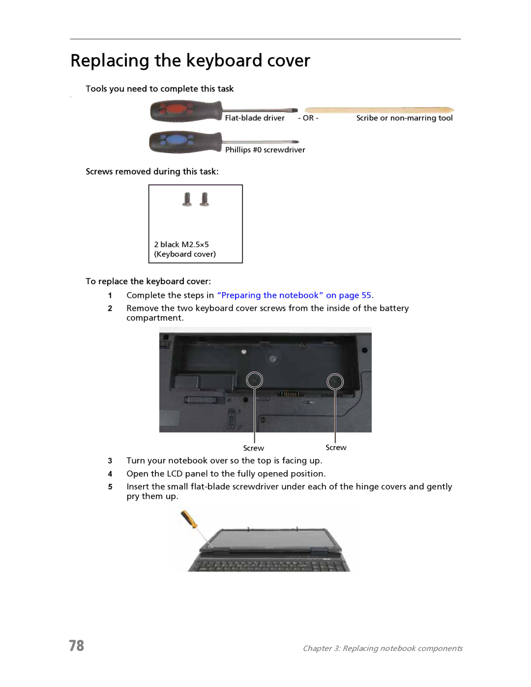 Acer 7730A manual Replacing the keyboard cover, To replace the keyboard cover 