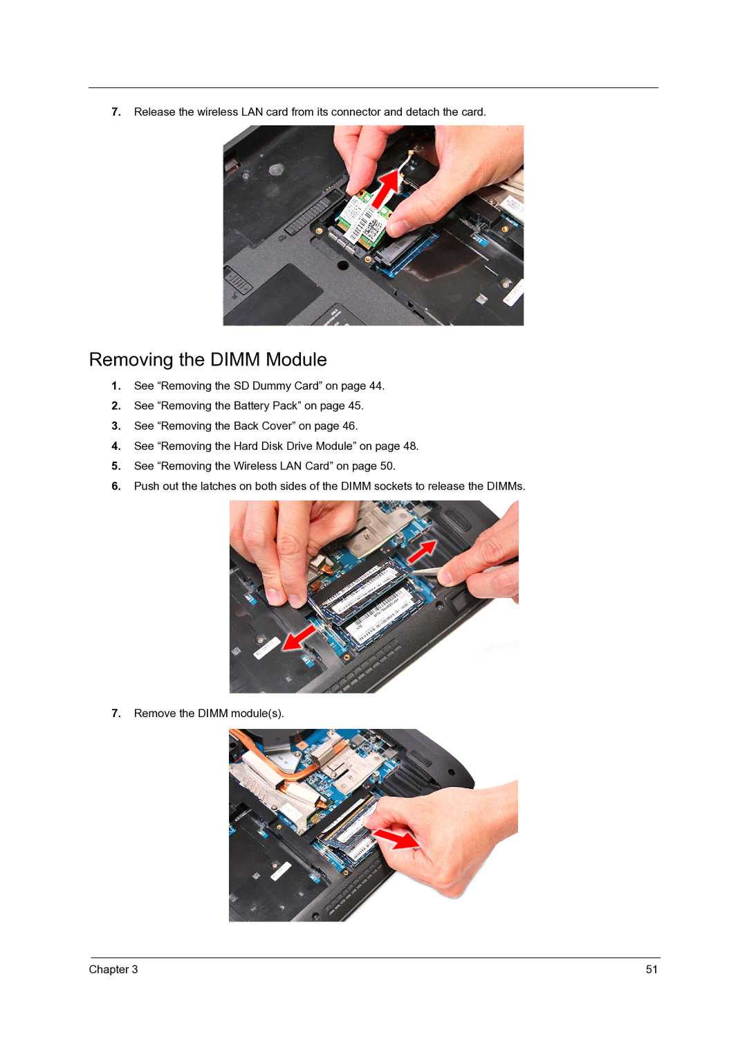 Acer 7336, 7540, 7736Z manual Removing the Dimm Module 