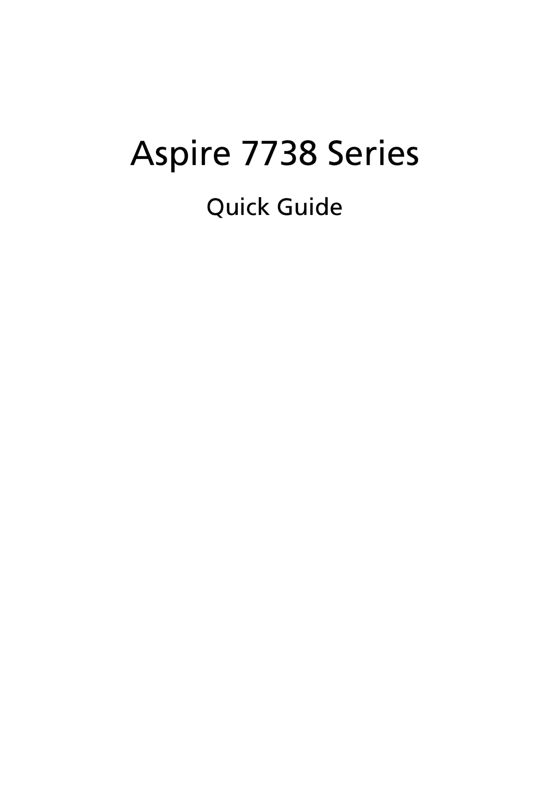 Acer 7738G manual Aspire 7738 Series, Quick Guide 