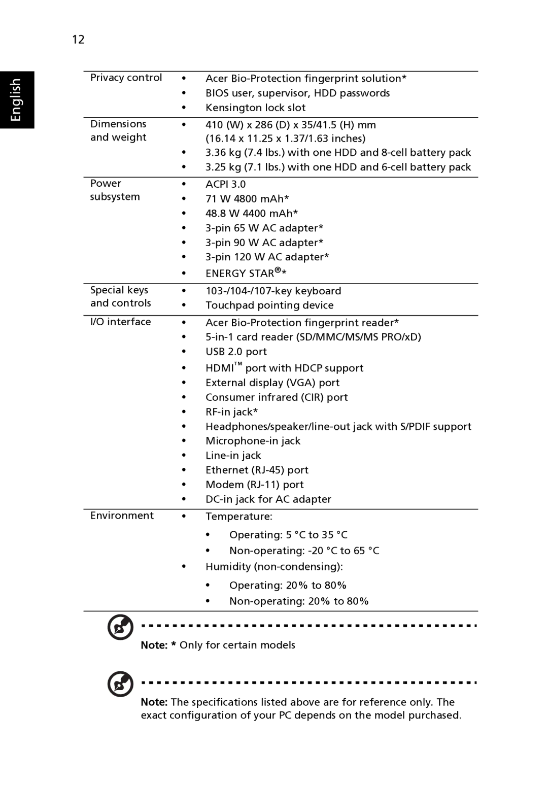 Acer 7738G, 7738 Series manual Energy Star 