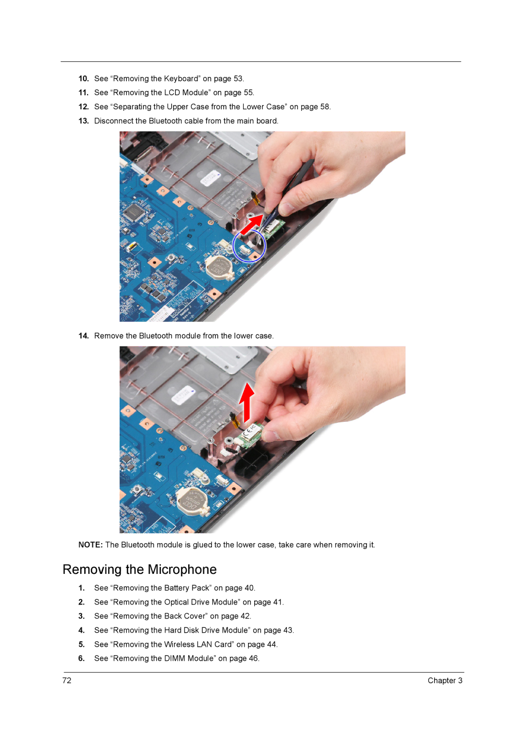 Acer 7740G manual Removing the Microphone 