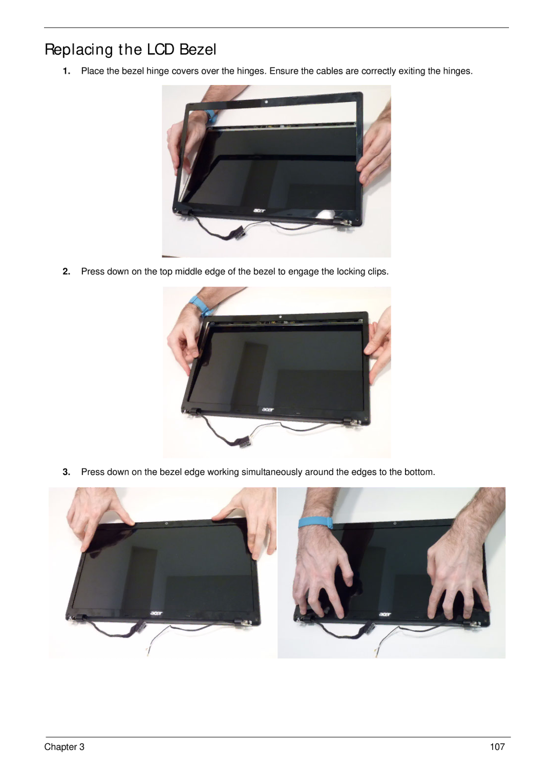 Acer 7745 manual Replacing the LCD Bezel 