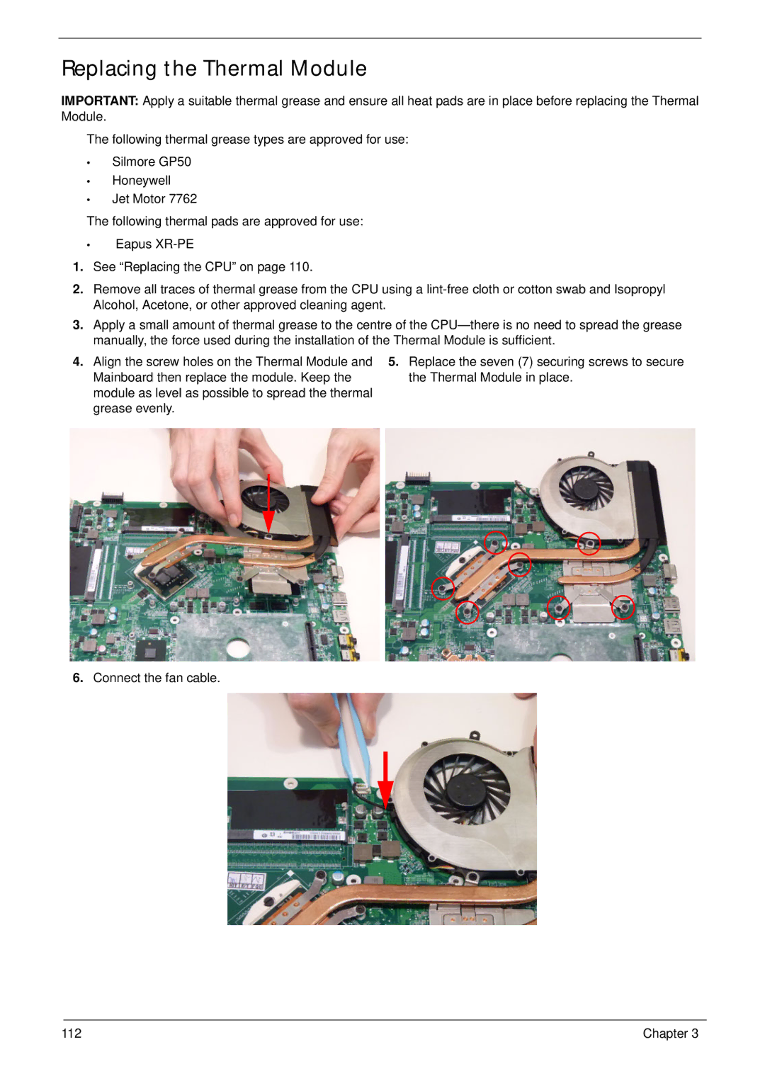 Acer 7745 manual Replacing the Thermal Module 