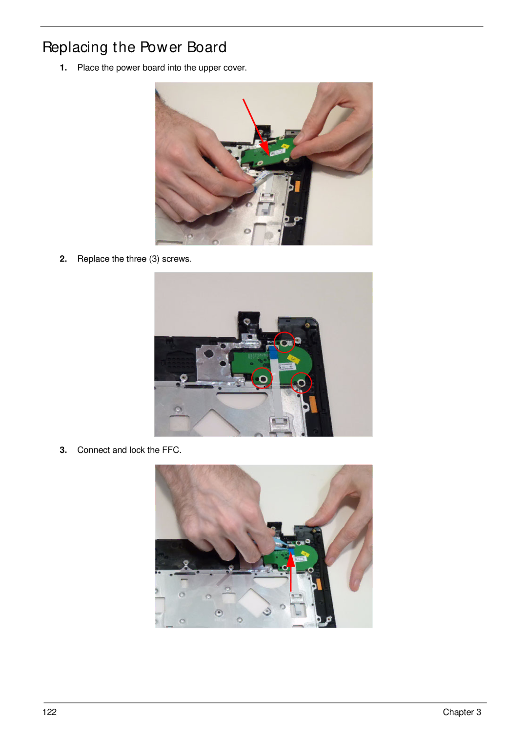 Acer 7745 manual Replacing the Power Board 