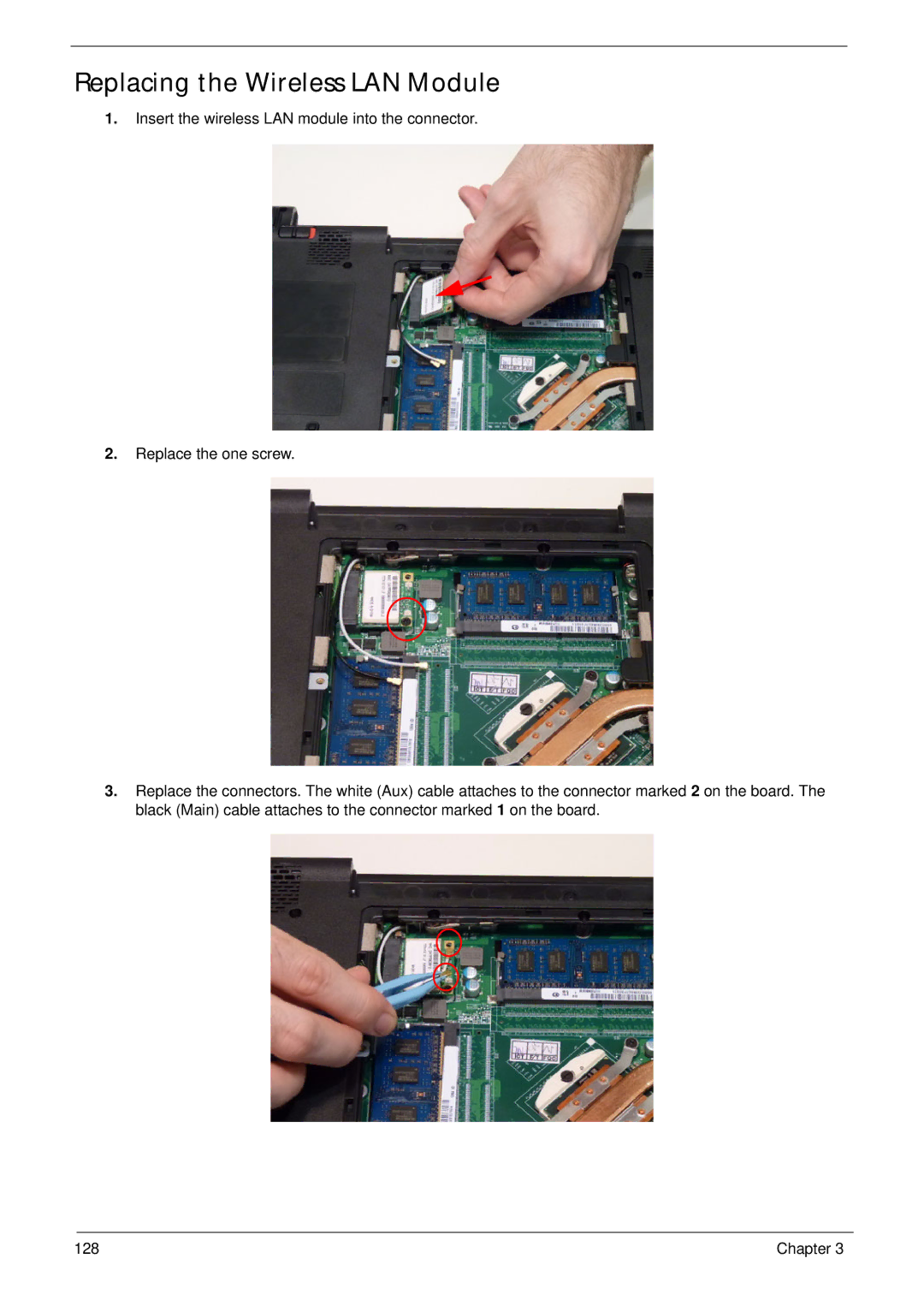 Acer 7745 manual Replacing the Wireless LAN Module 