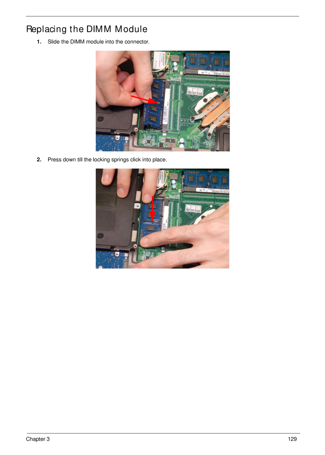 Acer 7745 manual Replacing the Dimm Module 