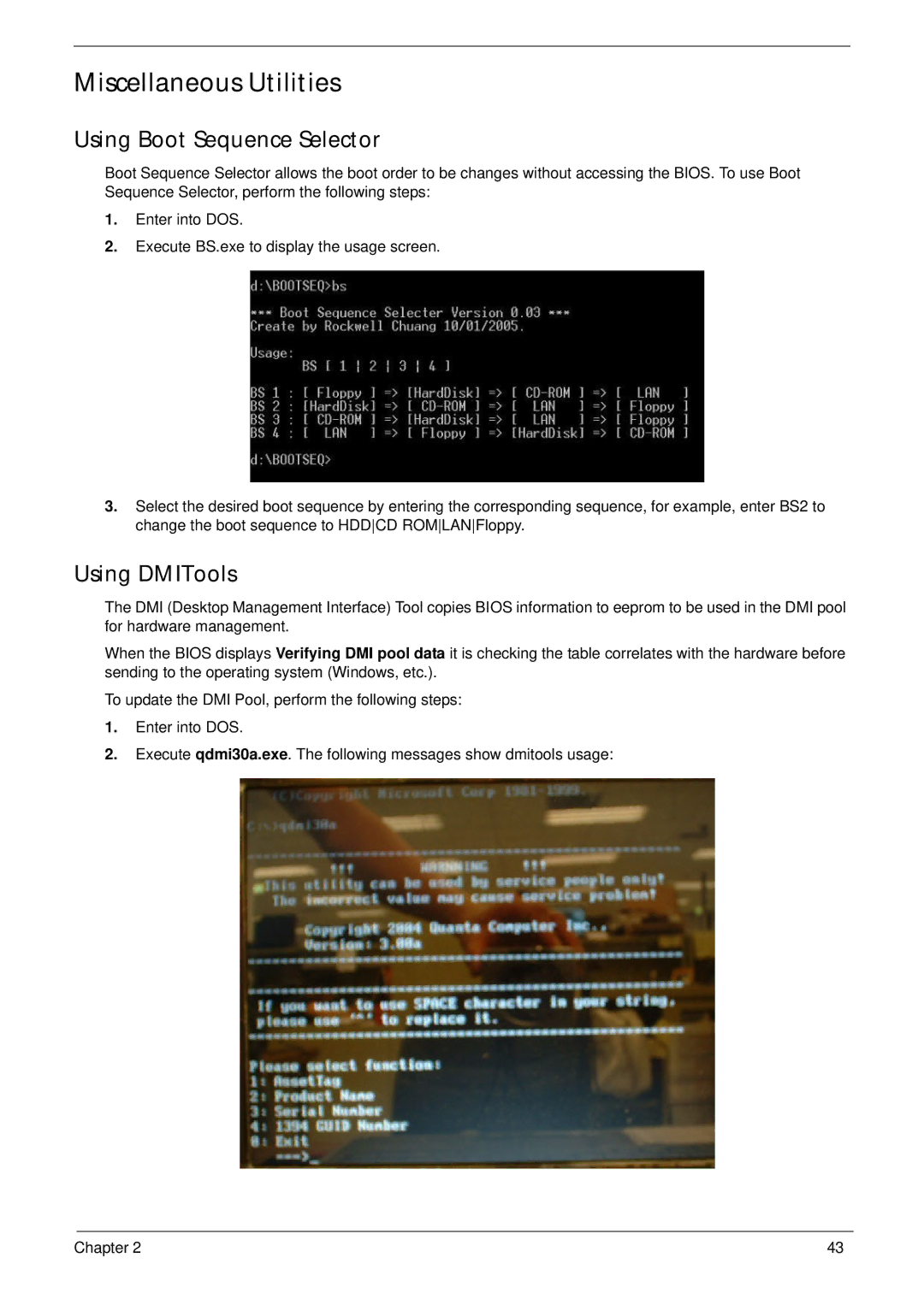 Acer 7745 manual Miscellaneous Utilities, Using Boot Sequence Selector 