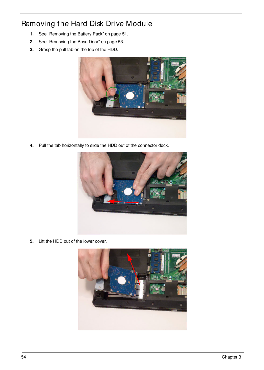 Acer 7745 manual Removing the Hard Disk Drive Module 