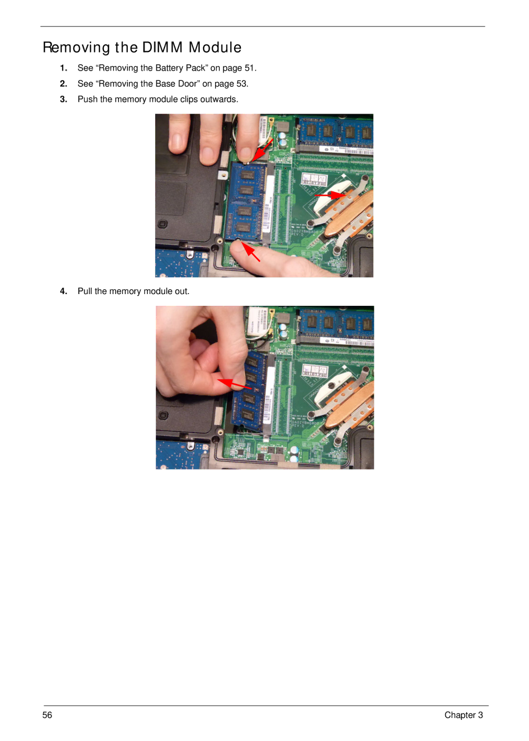 Acer 7745 manual Removing the Dimm Module 