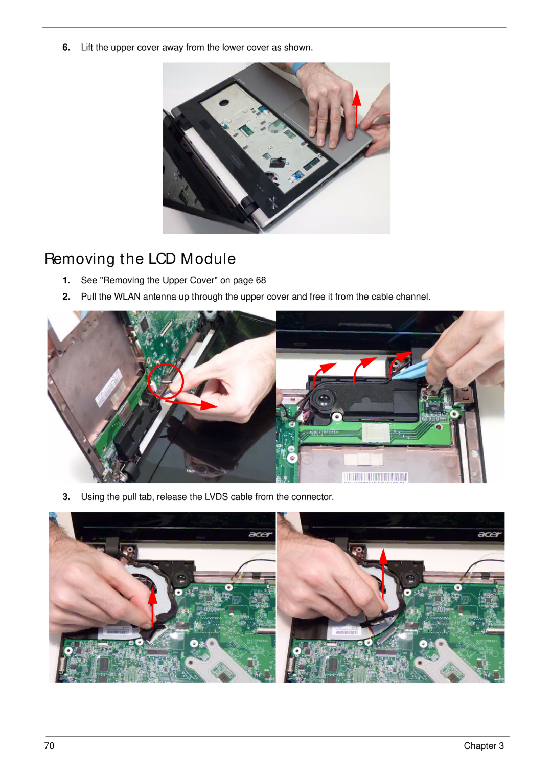 Acer 7745 manual Removing the LCD Module 