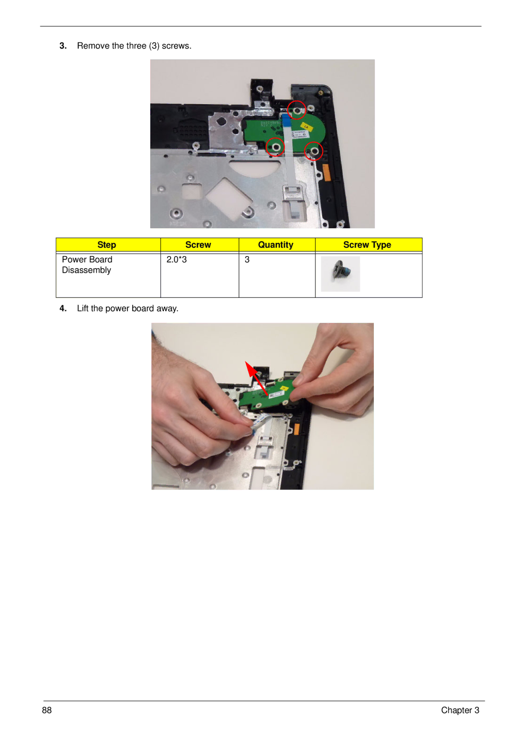 Acer 7745 manual Remove the three 3 screws 