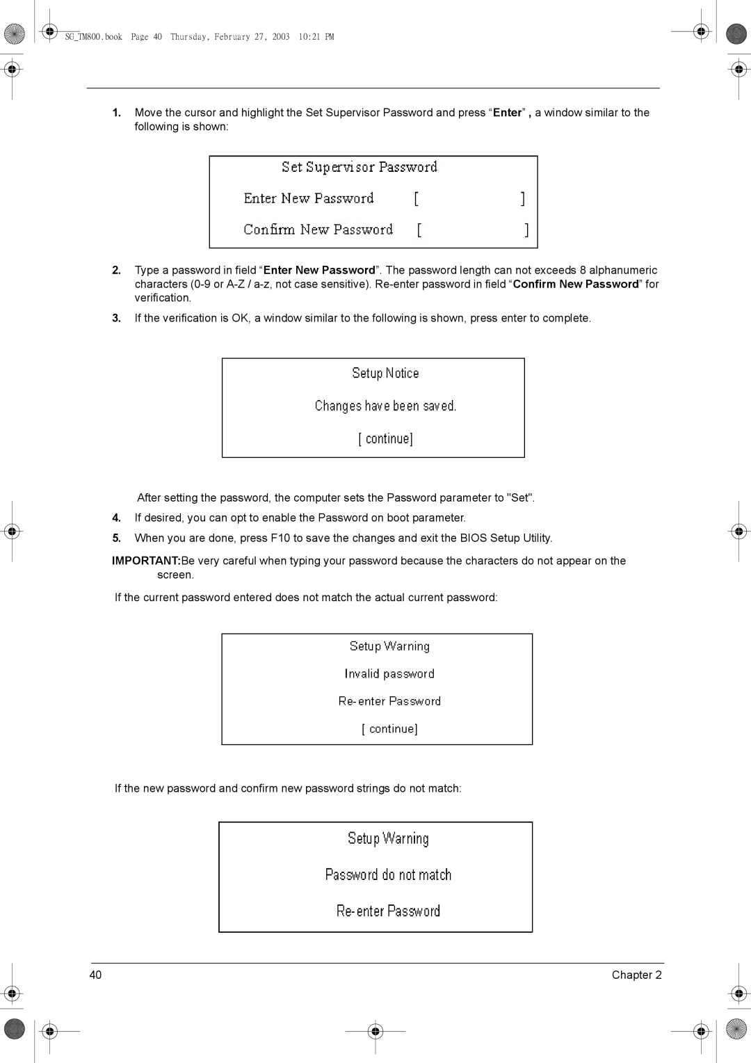 Acer manual SGTM800.book Page 40 Thursday, February 27, 2003 1021 PM 