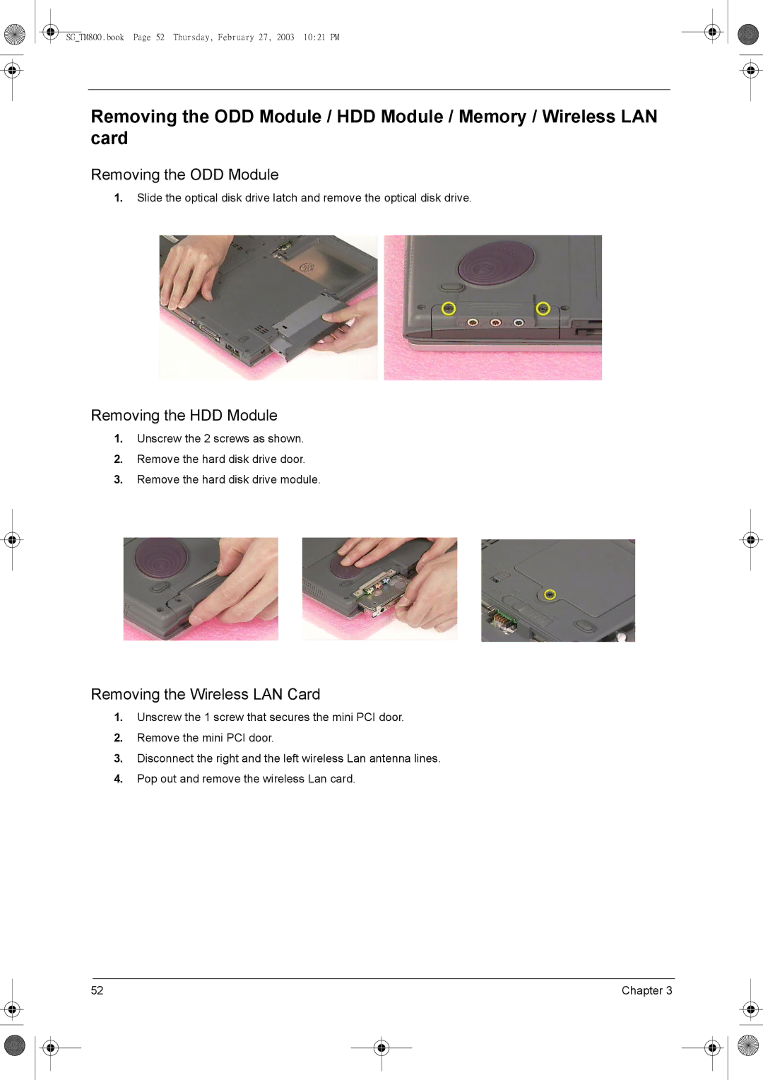 Acer 800 manual Removing the ODD Module 