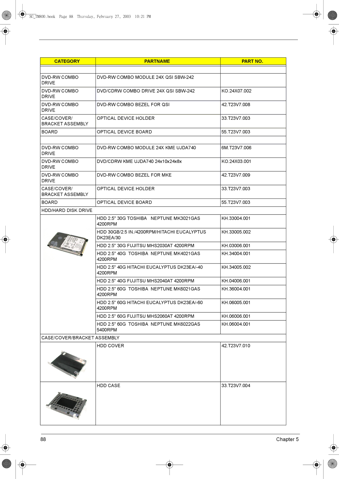 Acer 800 manual Drive DVD-RW Combo DVD-RW Combo Bezel for QSI, Drive CASE/COVER Optical Device Holder, HDD Case 