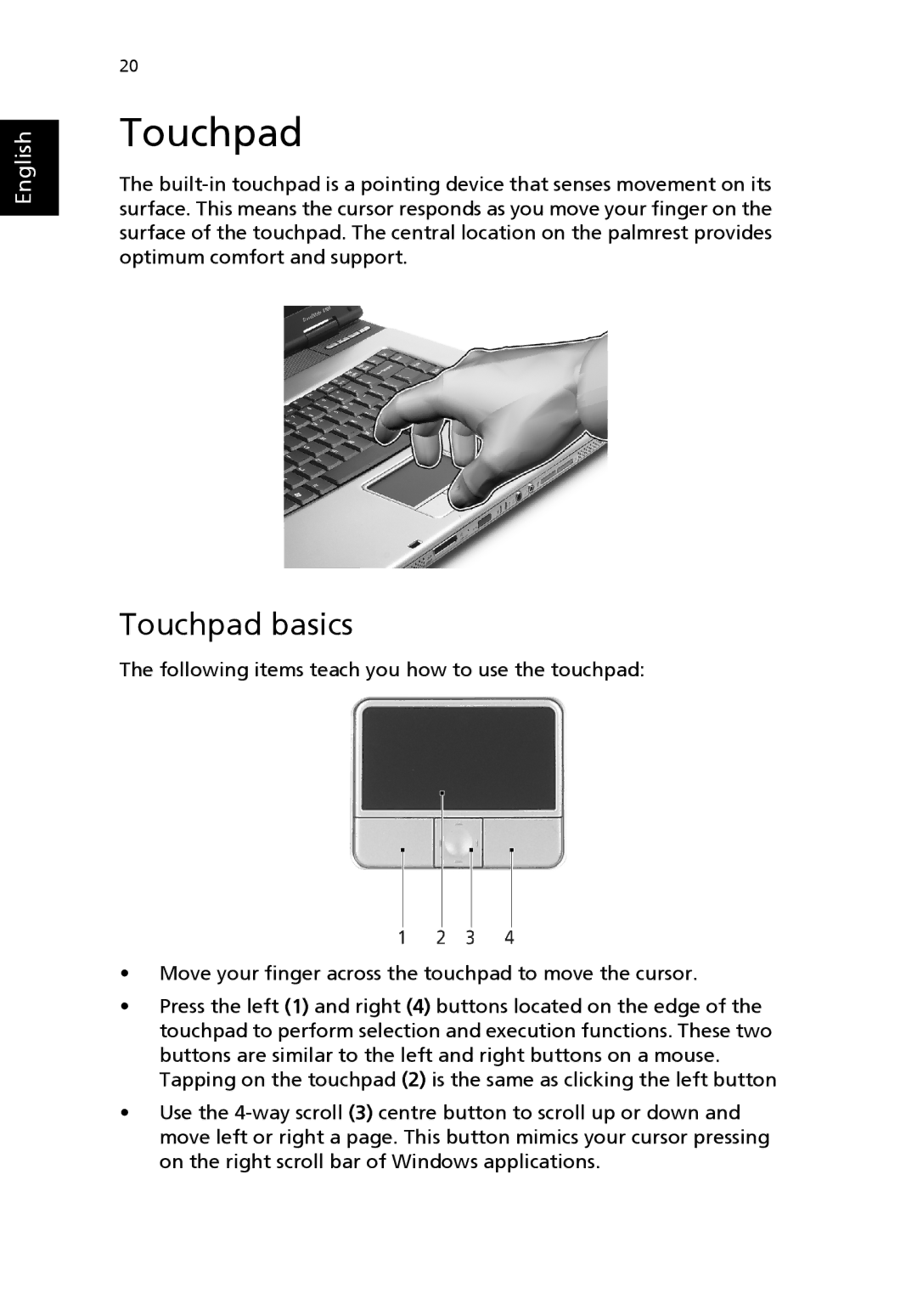 Acer 8100 Series manual Touchpad basics 