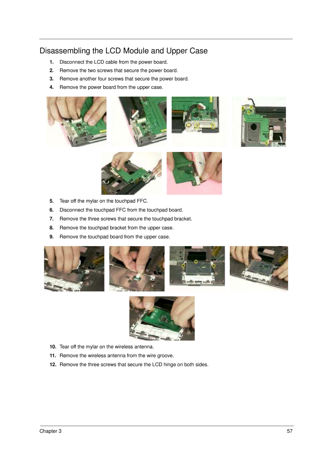 Acer 8100 manual Disassembling the LCD Module and Upper Case 