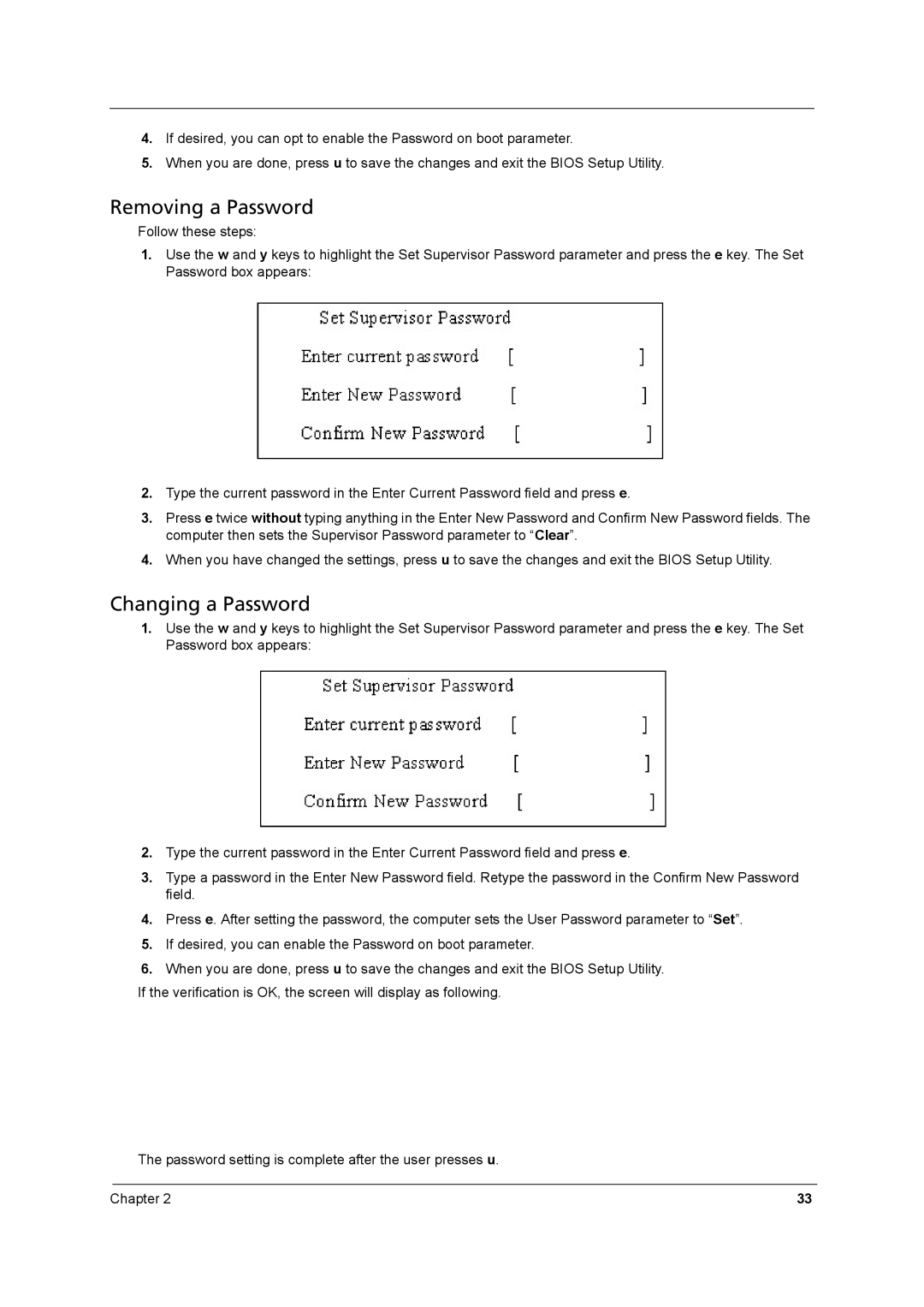 Acer 8431 manual Removing a Password 