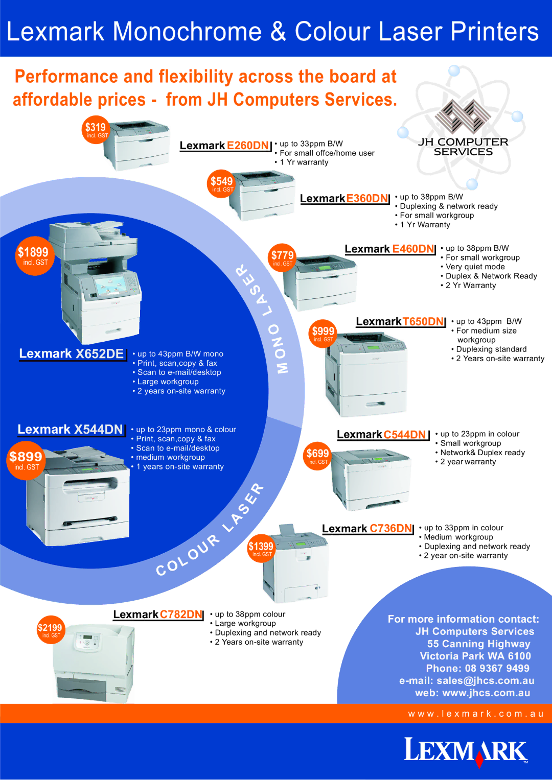 Acer 8471 manual Lexmark E360DN, LexmarkT650DN, LexmarkC544DN, Lexmark C782DN, $2199 