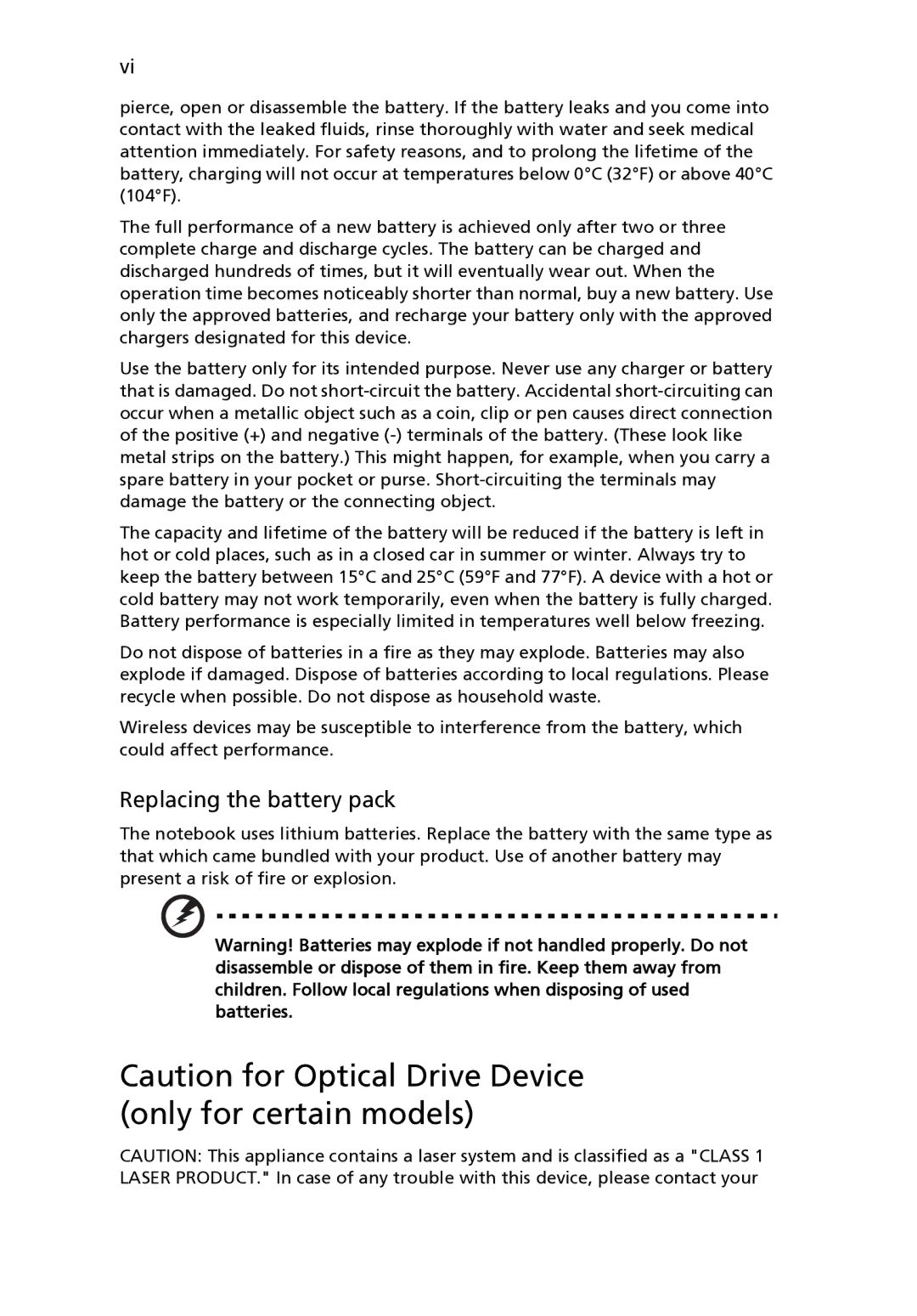 Acer 8471G manual Replacing the battery pack 