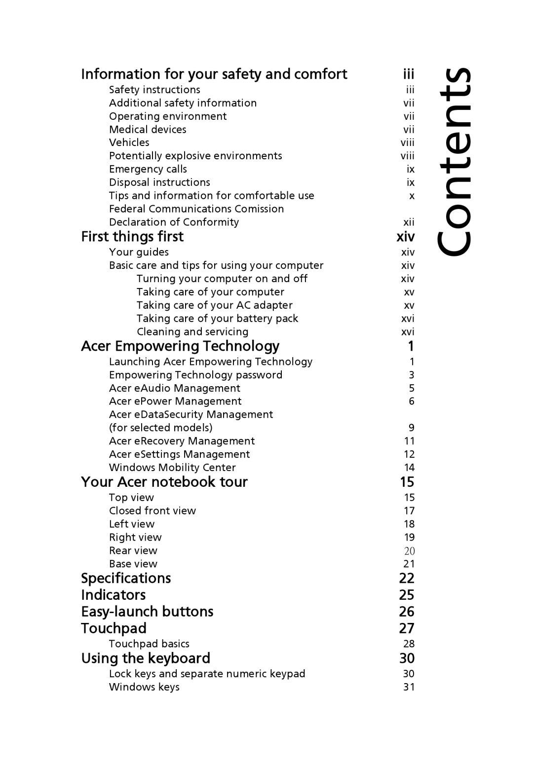 Acer LE1, 8920 Series manual Contents 