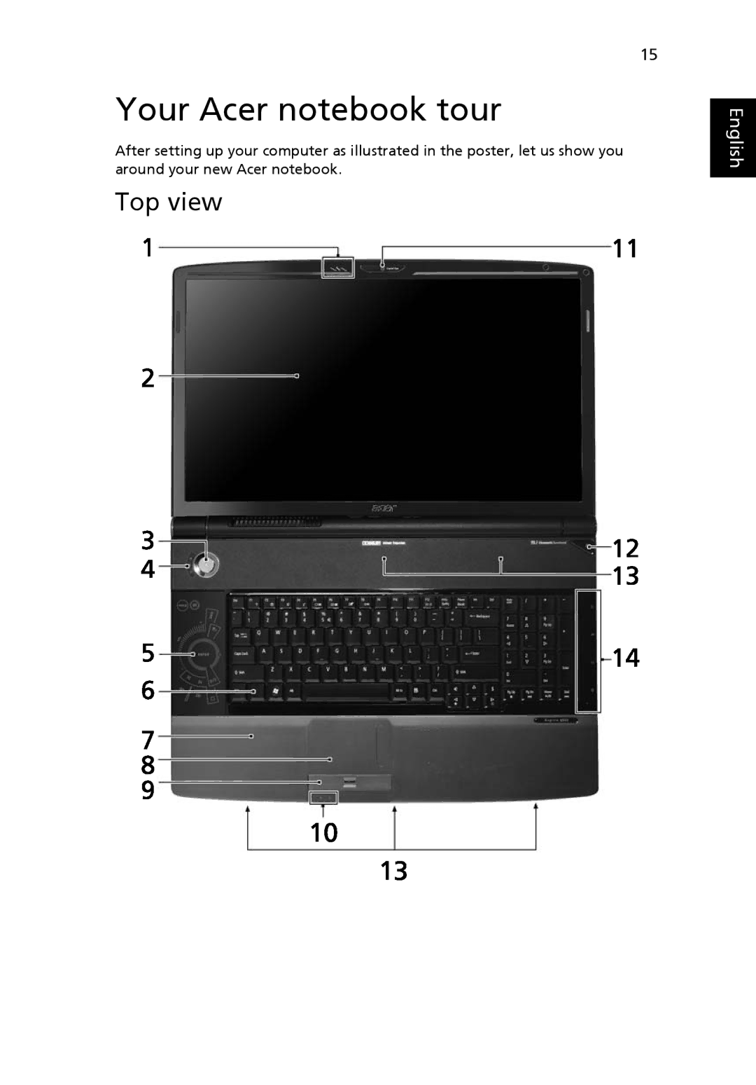 Acer LE1, 8920 Series manual Your Acer notebook tour, Top view 