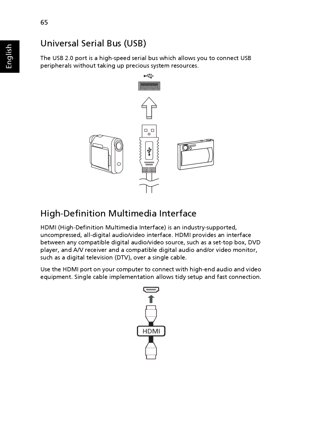 Acer 8920 Series, LE1 manual Universal Serial Bus USB, High-Definition Multimedia Interface 