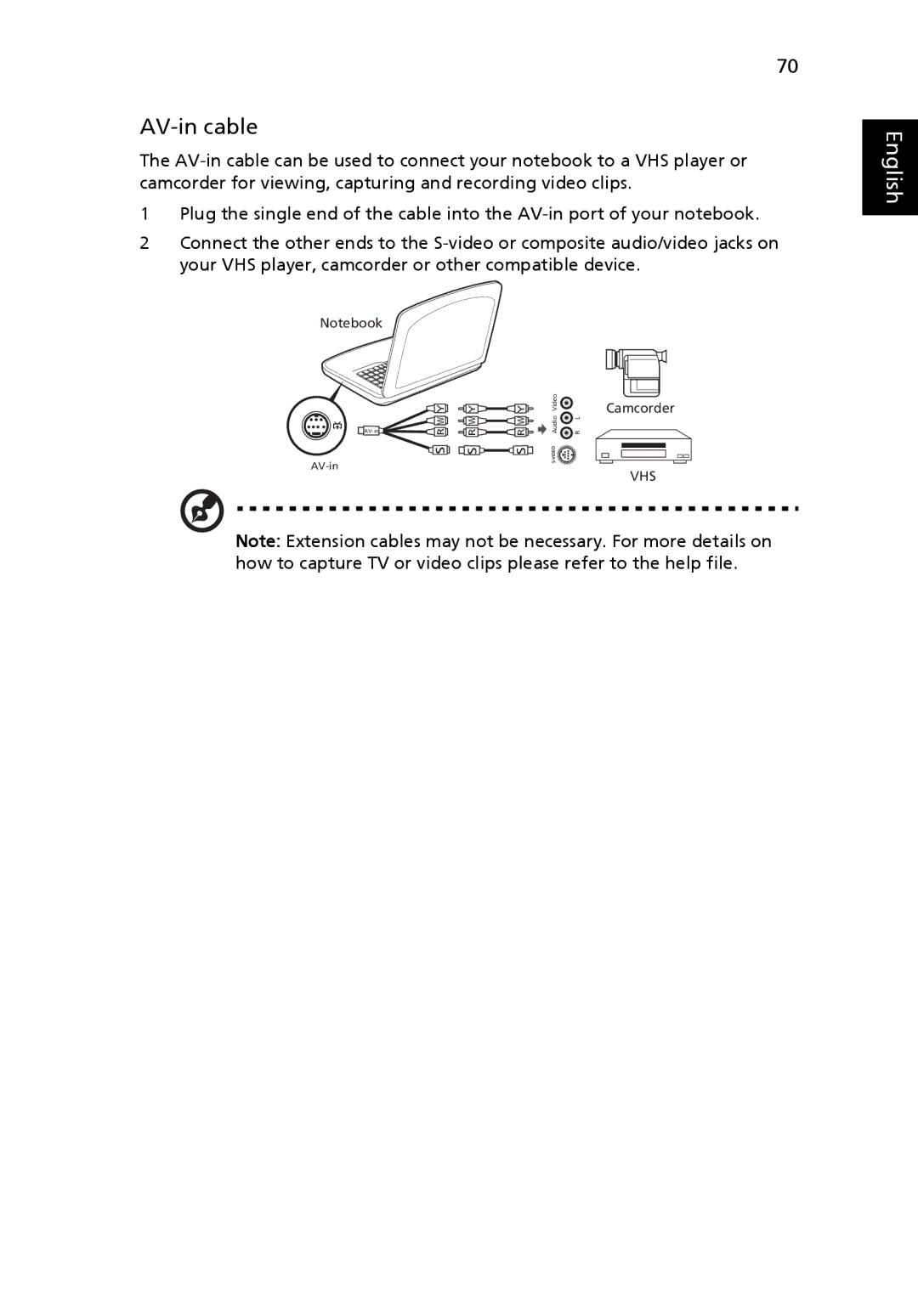 Acer LE1, 8920 Series manual AV-in cable 