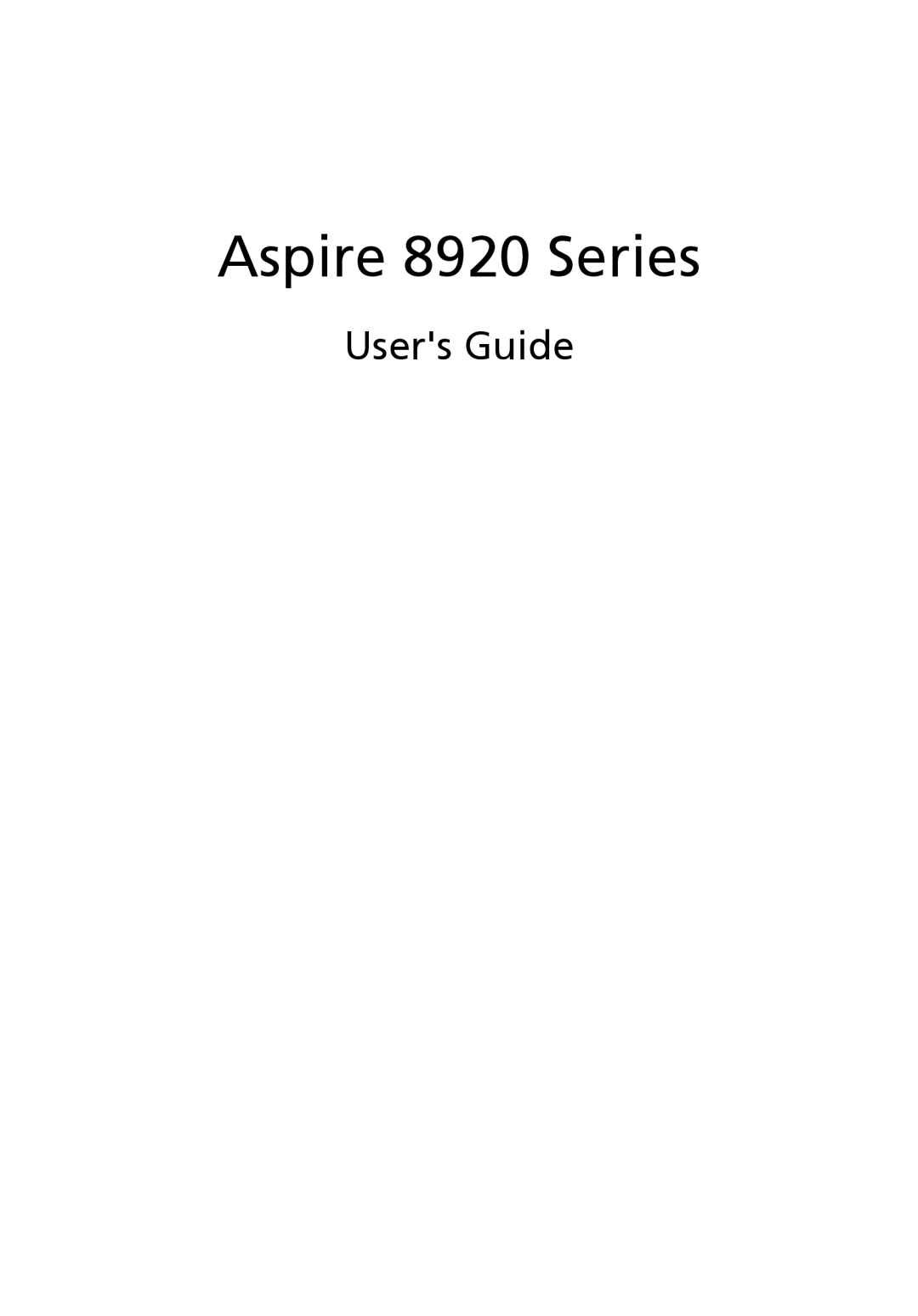 Acer LE1 manual Users Guide, Aspire 8920 Series 