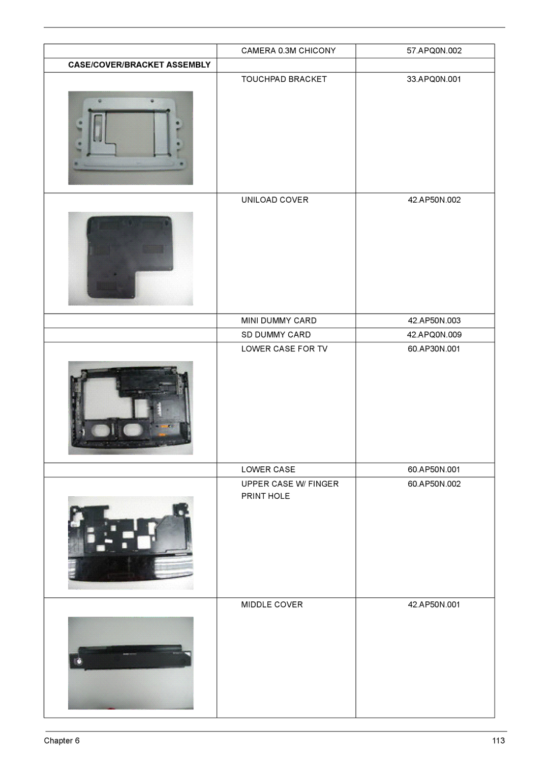 Acer 8920 manual CASE/COVER/BRACKET Assembly 