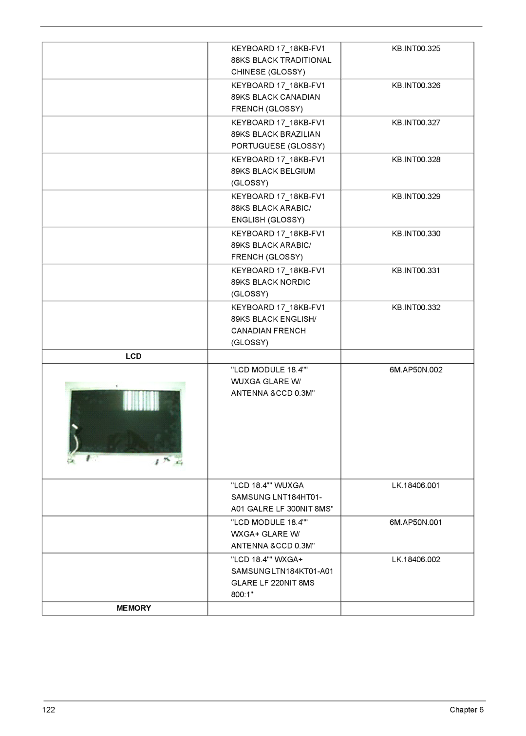 Acer 8920 manual Lcd 