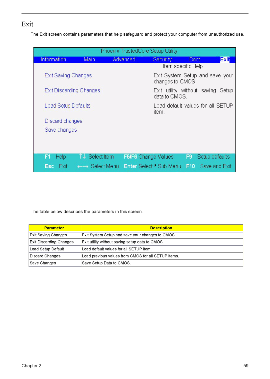 Acer 8920 manual Exit 