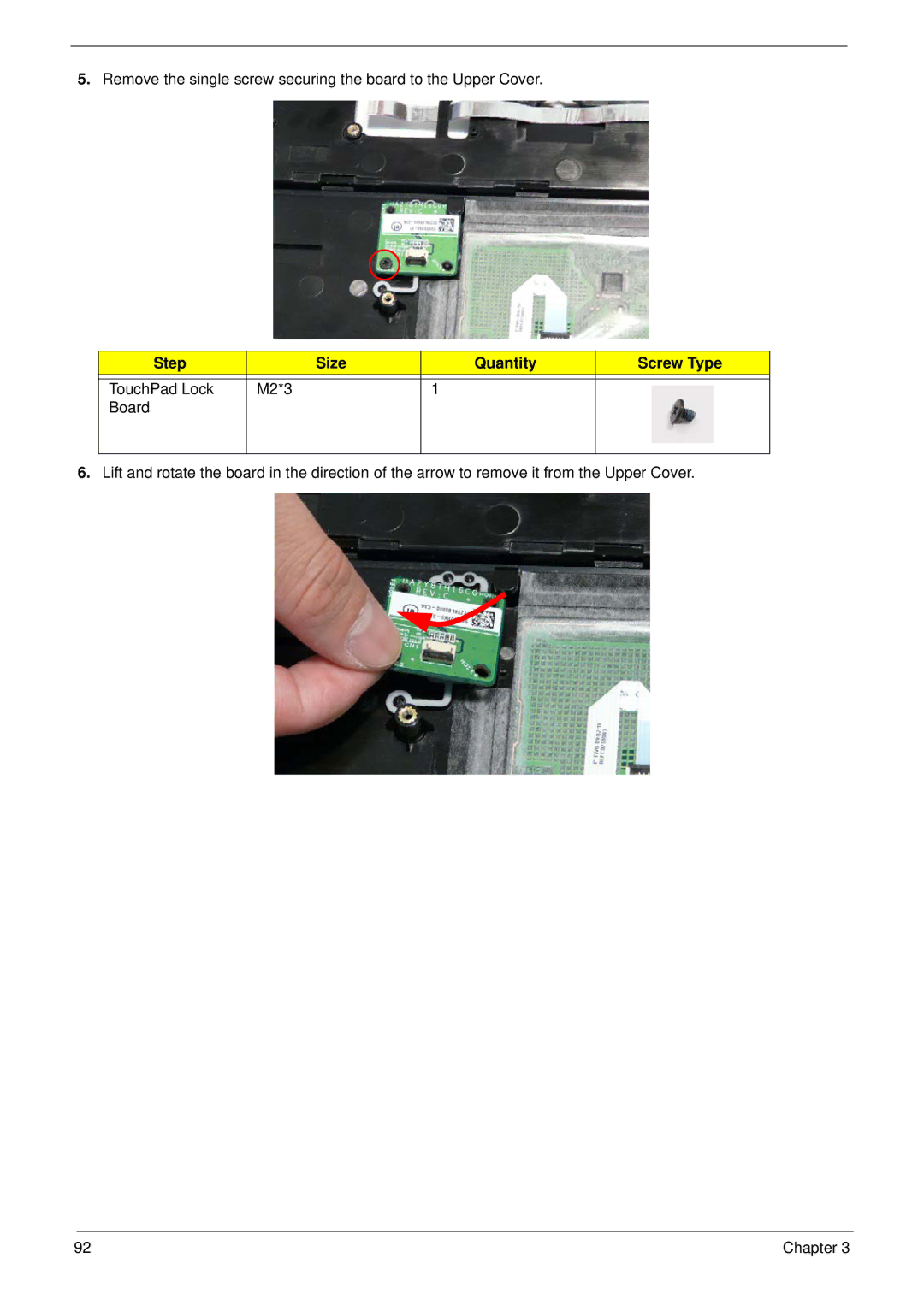 Acer 8935G manual Step Size Quantity Screw Type 