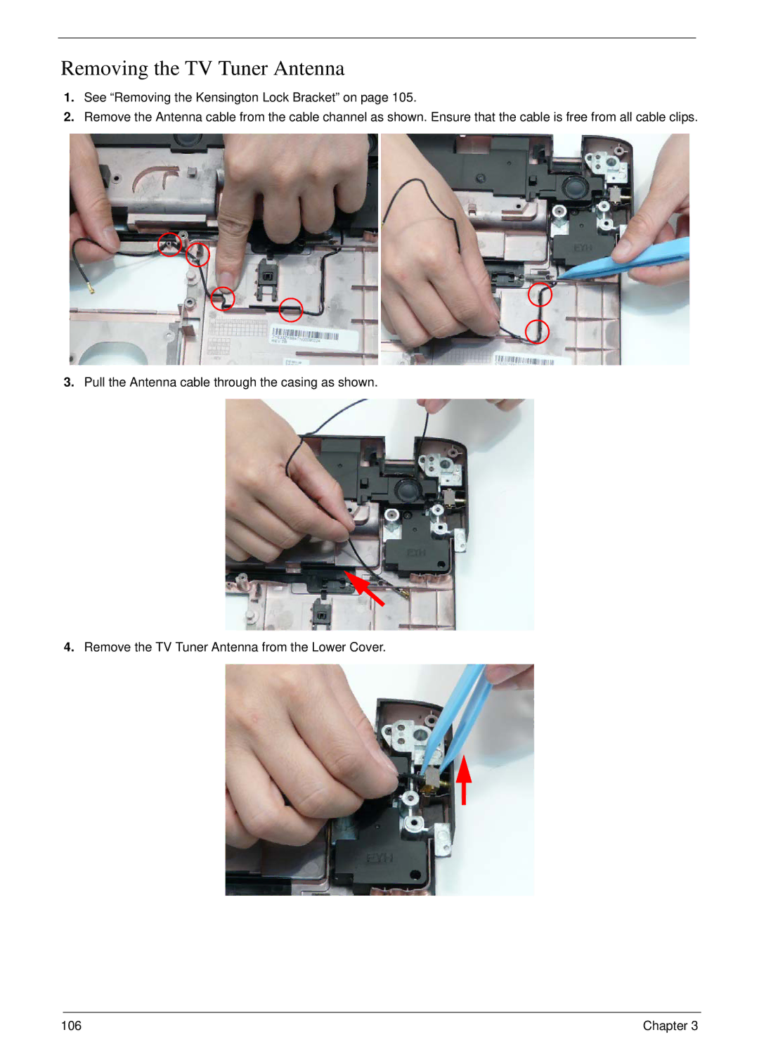 Acer 8935G manual Removing the TV Tuner Antenna 