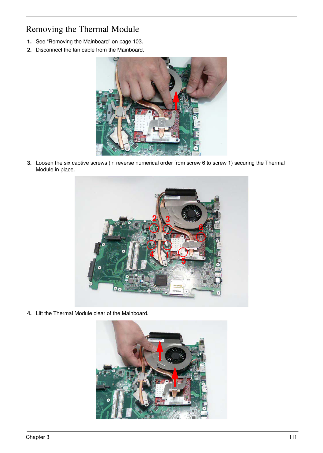 Acer 8935G manual Removing the Thermal Module 